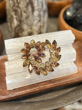 Load image into Gallery viewer, D&E Juliana Shooting Star Flower Faceted Topaz Glass AB Rhinestone Brooch VTG