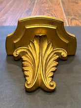 Load image into Gallery viewer, Vintage Midcentury Hollywood Regency Gold Painted Terracotta & Wood Wall Shelf | 1 Pc.