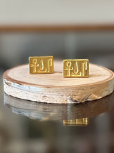 Load image into Gallery viewer, Vintage Egyptian Hieroglyphs Sterling Silver Cufflinks Ankh Brushed Gold Bullet Back Cuff Links