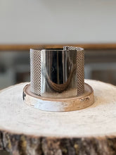 Load image into Gallery viewer, Vintage Midcentury Large Wide Silver Tone Mesh Center Panel Statement Bracelet 7.5”