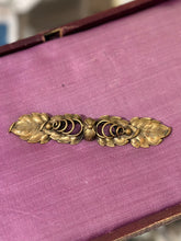 Load image into Gallery viewer, Antique Late 19th Century Victorian Era Gold Tone Leaf & Swirl Bar Pin