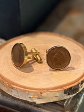 Load image into Gallery viewer, Vintage Gold Tone and Copper Indian Head Penny 1897 & 1907 Cufflinks