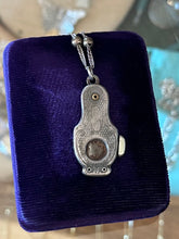Load image into Gallery viewer, Antique Victorian Engraved & Monogrammed WR Sterling Silver Cigar Cutter Pendant on Sterling Ball Bead Chain Necklace 17.5”