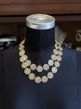 Load image into Gallery viewer, Vintage Signed BEN AMUN by Isaac Manevitz Gold Tone Filigree Floral Circle Chain Necklace 36.75”