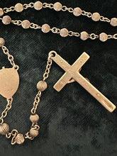 Load image into Gallery viewer, Vintage Circa 1940s All Sterling Silver Grooved Bead Sacred Heart Rosary Engraved E.A. Cronauer Religious 16.55”