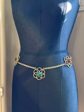 Load image into Gallery viewer, Vintage 1970s YSL Yves Saint Laurent Couture Large Peking Glass & Brown Flower Statement Necklace or Belt Toggle Closure 30” Signed