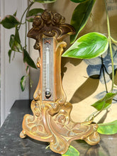 Load image into Gallery viewer, Antique Art Nouveau Brass Floral Tabletop Thermometer 8.4” Tall | Working Condition