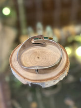 Load image into Gallery viewer, Vintage Signed TAXCO Mexico TN-6 950 Sterling Silver Tiger’s Eye & Malachite Hinged Geometric Bangle Bracelet