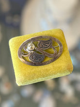 Load image into Gallery viewer, Signed Steve STAMAS Sterling Silver & 14k Gold Filled Abstract Oval Brooch Pin