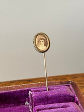 Load image into Gallery viewer, Antique Victorian Era Woman Portrait Stick Pin Gold Tone