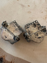 Load image into Gallery viewer, Pair of Vintage 1960s Midcentury Pre Columbian Mexican Sterling Silver Masked Face Septum Ring Pins