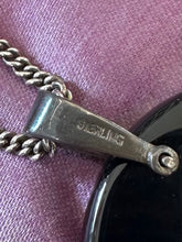 Load image into Gallery viewer, Vintage Sterling Silver & Black Onyx Large Disc 3-Dimensional Butterfly Statement Pendant Necklace 24.25”