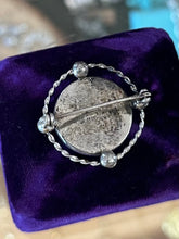 Load image into Gallery viewer, Vintage Circa 1940s Sterling Silver Reverse Painted Intalgio Horse Brooch Pin Equestrian Midcentury