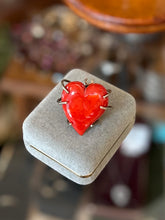 Load image into Gallery viewer, Rare Vintage Sterling Silver Spider White & Red Speckled Lucite Heart Pendant Charm