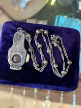 Load image into Gallery viewer, Antique Victorian Engraved & Monogrammed WR Sterling Silver Cigar Cutter Pendant on Sterling Ball Bead Chain Necklace 17.5”