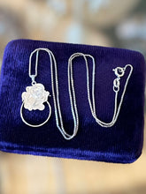 Load image into Gallery viewer, Vintage Signed BEAU Sterling Silver Engraved Rose Charm Holder Pendant Necklace 18.25”
