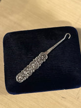 Load image into Gallery viewer, Antique Victorian Art Nouveau P&P Sterling Silver Scroll Design Folding Button Hook Monogrammed Engraved Initials BR