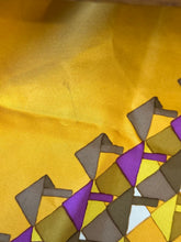 Load image into Gallery viewer, Designer Christian Dior 1960s Geometric Orange Yellow Pattern Square Silk Scarf Made in France 30" Vintage