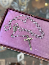 Load image into Gallery viewer, Vintage 1940s Clear Hand Cut Crystal Sterling Silver Crucifix Rosary 22.5"