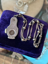 Load image into Gallery viewer, Antique Victorian Engraved & Monogrammed WR Sterling Silver Cigar Cutter Pendant on Sterling Ball Bead Chain Necklace 17.5”