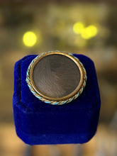 Load image into Gallery viewer, Antique Victorian Mourning Brooch Hair Jewelry Light Blue Enamel Round Pin w/ C Clasp