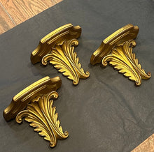 Load image into Gallery viewer, Vintage Midcentury Hollywood Regency Gold Painted Terracotta & Wood Wall Shelf | 1 Pc.