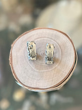 Load image into Gallery viewer, Vintage YSL Yves Saint Laurent Gunmetal Chain Link Design Silver Tone Clip-on Earrings Semi-Hoop