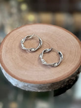 Load image into Gallery viewer, Vintage Sterling Silver 925 Twist Hoop Earrings Silver Hoops