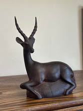 Load image into Gallery viewer, Mid Century Modern Hand Carved Antelope Sculpture | Solid Dark Wood