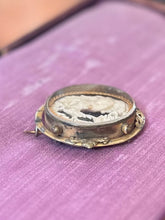 Load image into Gallery viewer, ANTIQUE Victorian Hand Carved Bone Stag Deer Tree Pictorial Landscape Gold Tone Gilt Metal Pinchbeck Brooch C-Clasp