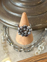 Load image into Gallery viewer, Vintage Israel Sterling Silver & Genuine Garnet Cabochon Brutalist Bubble Cluster Statement Ring US 7 3/4