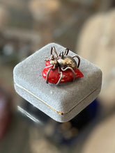 Load image into Gallery viewer, Rare Vintage Sterling Silver Spider White & Red Speckled Lucite Heart Pendant Charm