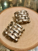 Load image into Gallery viewer, Vintage 1980s GIVENCHY Paris New York Signed Silver Tone Industrial Chain Interlock Design Statement Chunky Clip-on Earrings