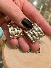 Load image into Gallery viewer, Vintage 1980s GIVENCHY Paris New York Signed Silver Tone Industrial Chain Interlock Design Statement Chunky Clip-on Earrings