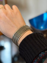 Load image into Gallery viewer, Vintage Tom Hawk Sterling Silver Wide Cuff Bracelet 78 gr Signed Native American