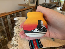 Load image into Gallery viewer, Blackhorse Navajo Handpainted Pottery Mini Vase Sunset Scene Native American
