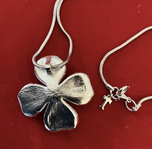 Load image into Gallery viewer, Vintage 1960s Signed Trifari Silver Tone Dogwood Flower Pendant Necklace 17.6"