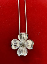 Load image into Gallery viewer, Vintage 1960s Signed Trifari Silver Tone Dogwood Flower Pendant Necklace 17.6"