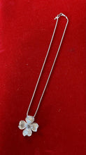 Load image into Gallery viewer, Vintage 1960s Signed Trifari Silver Tone Dogwood Flower Pendant Necklace 17.6"