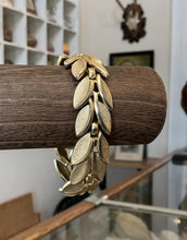 Load image into Gallery viewer, Vintage Signed Crown Trifari Gold Tone Leaf Link Bracelet 6.5" Midcentury