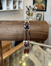 Load image into Gallery viewer, Vintage Art Deco STURDY 12k Gold Filled Sterling Silver Purple Faceted Bracelet
