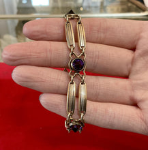 Load image into Gallery viewer, Vintage Art Deco STURDY 12k Gold Filled Sterling Silver Purple Faceted Bracelet