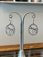 Load image into Gallery viewer, Vintage Sterling Silver Filigree Oval Dragonfly Dangle Earrings