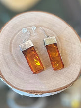 Load image into Gallery viewer, Vintage Sterling Silver Baltic Amber Half Cylinder Dangle Earrings