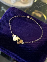 Load image into Gallery viewer, Vintage Signed Carl-Art 14KT GF Gold Filled Dainty Double Heart Bracelet 5.75"