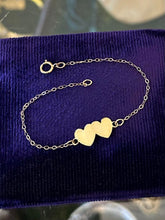 Load image into Gallery viewer, Vintage Signed Carl-Art 14KT GF Gold Filled Dainty Double Heart Bracelet 5.75"