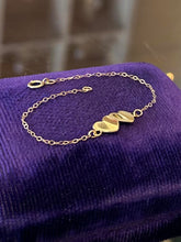 Load image into Gallery viewer, Vintage Signed Carl-Art 14KT GF Gold Filled Dainty Double Heart Bracelet 5.75"