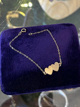 Load image into Gallery viewer, Vintage Signed Carl-Art 14KT GF Gold Filled Dainty Double Heart Bracelet 5.75"