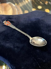 Load image into Gallery viewer, Aksel Holmsen Sterling Silver Orange Enamel NORGE Norwegian Coat of Arms Spoon