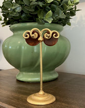 Load image into Gallery viewer, Vintage YSL Yves Saint Laurent Round Lucite Rootbeer Gold Tone Pierced Earrings